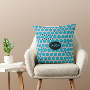 Turquoise Pop Art Circles Throw Pillow