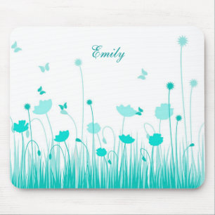 Turquoise poppies mousepad