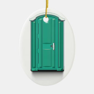 Turquoise Portable Toilet Ceramic Tree Decoration