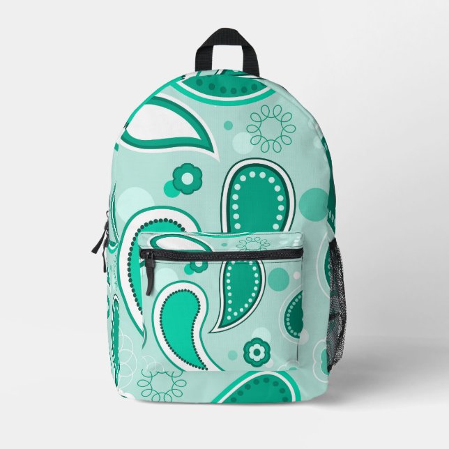 Turquoise Printed Backpack (Front)