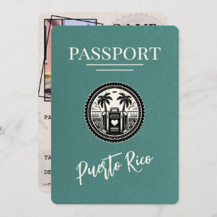 Turquoise Puerto Rico Passport Save The Date