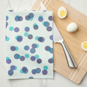 turquoise purple and blue polka dots tea towel