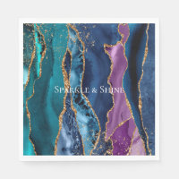 Turquoise Purple Blue Gold Glitter Marble