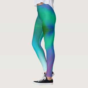 Turquoise purple green abstract pattern modern leggings