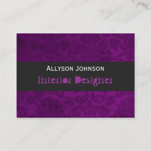Turquoise & Purple Interior DesignerBusiness Cards (Front)