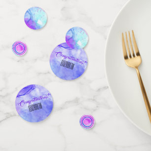 Turquoise, Purple, Pink Pastel Watercolor Abstract Confetti