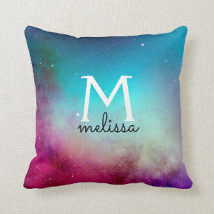 Turquoise Purple Pink Teal Galaxy Space Cushion