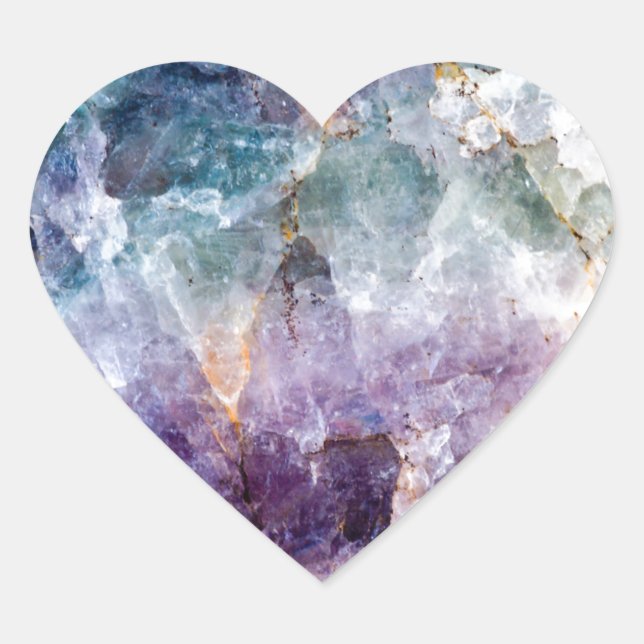 Turquoise & Purple Quartz Crystal Heart Sticker (Front)