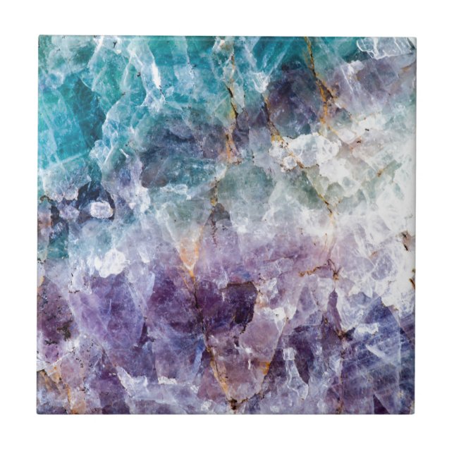 Turquoise & Purple Quartz Crystal Tile (Front)