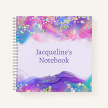 Turquoise & Purple Sparkly Border Kids Notebook