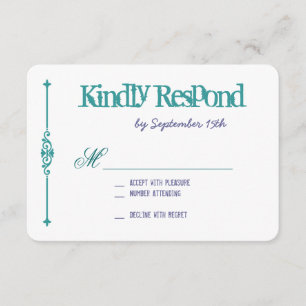 Turquoise Purple Typography Wedding RSVP Cards