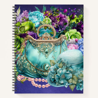Turquoise purse and hat notebook