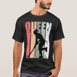Turquoise Queen Of Hockey Champion Birthday Vintag T-Shirt