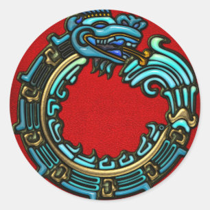 Turquoise Quetzalcoatl Classic Round Sticker