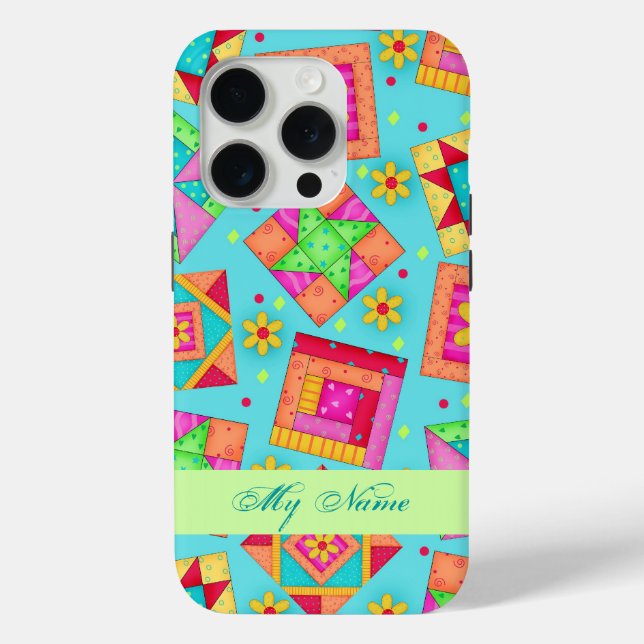 Turquoise Quilt Art Personalised iPhone 5 Case (Back)