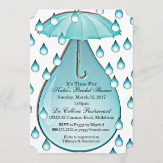 Turquoise Raindrops Bridal Shower Invitation