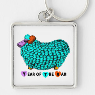 Turquoise Ram Chinese New Year Zodiac Keychain