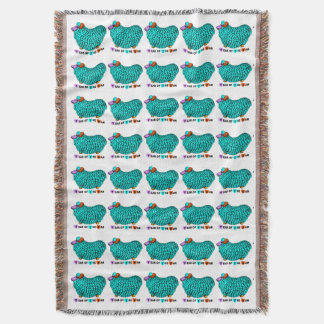 Turquoise Ram Chinese Year Zodiac Throw Blanket
