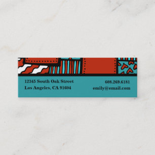 Turquoise Red Black High Fashion Boutique Designer Mini Business Card