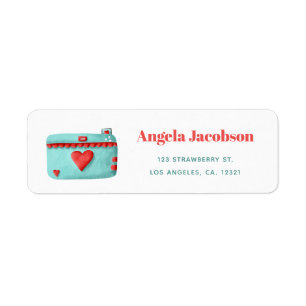 Turquoise Red Camera Return Address Label