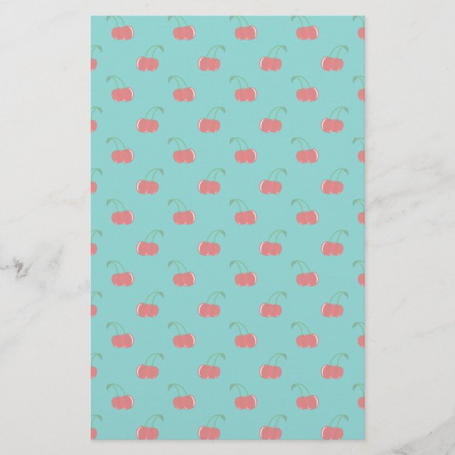 Turquoise red cherry pattern (Front)