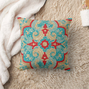 turquoise red cushion