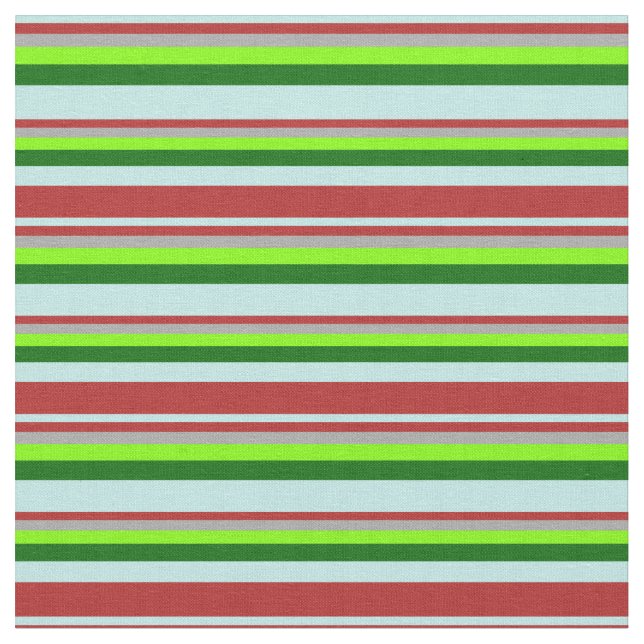 Turquoise, Red, Dark Grey, Chartreuse & Dark Green Fabric (Close Up)