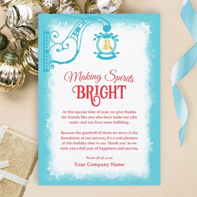 Turquoise & Red, Nostalgic Bell Holiday Card (red company holiday cards, holiday party invitation, red and turquoise christmas greeting cards)