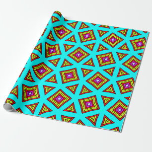 Turquoise, Red, Yellow & Purple Geometric Pattern Wrapping Paper