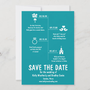 Turquoise Relationship Timeline Save the Date