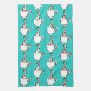 Turquoise Retro Coffee Diner Kitchen Towel Gift