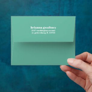 Turquoise Retro Floral Colourful Return Address Envelope