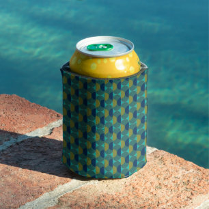 Turquoise Retro Ovals and Semi-Circles Can Cooler