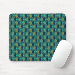 Turquoise Retro Ovals and Semi-Circles Mouse Pad