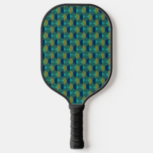 Turquoise Retro Ovals and Semi-Circles Pickleball Paddle