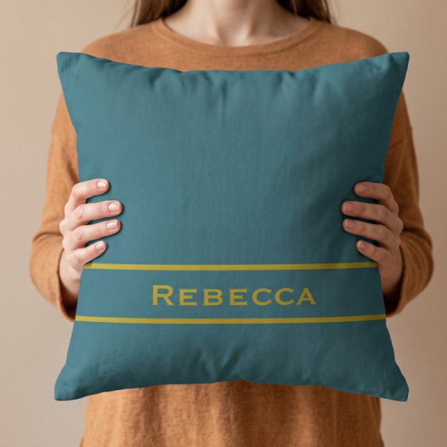 Turquoise Retro Solid Colour Plain Monogram Cushion (Creator Uploaded)