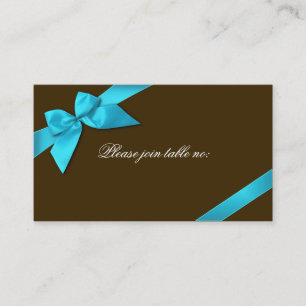 Turquoise Ribbon Guest Table Place Card
