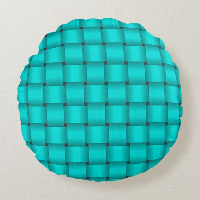 Turquoise Ribbon Round Cushion (Front)