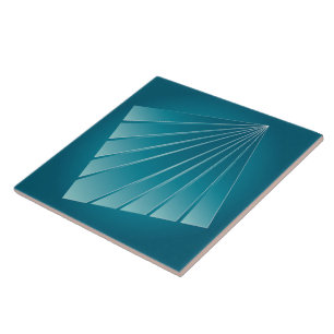 Turquoise ribbons ceramic tile