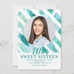 Turquoise Ribbons Photo Invitation