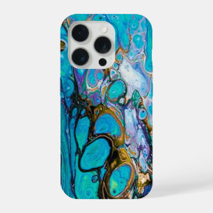 Turquoise River water and stones abstract art iPhone 15 Pro Case