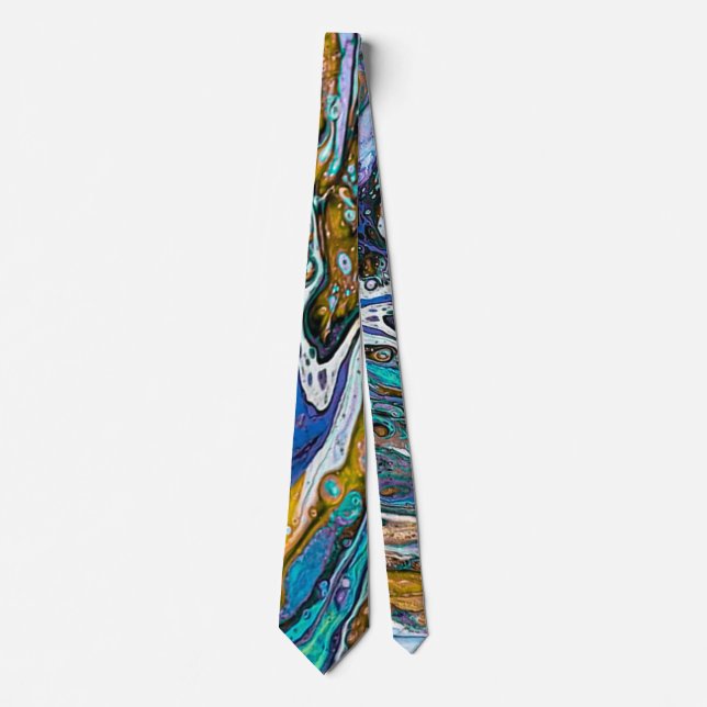 Turquoise River water and stones abstract art  Tie (Front)