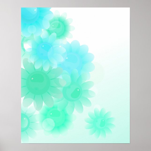 Turquoise romantic vintage flowers poster (Front)
