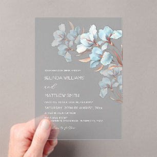Turquoise Rose Gold Artistic Flowers  Invitation