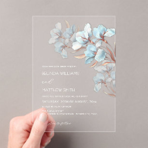 Turquoise Rose Gold Artistic Flowers  Invitation