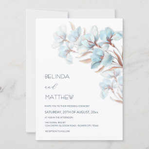 Turquoise Rose Gold Artistic Flowers  Invitation