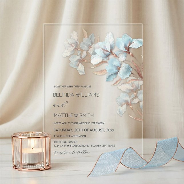 Turquoise Rose Gold Artistic Flowers  Invitation (Creator Uploaded)