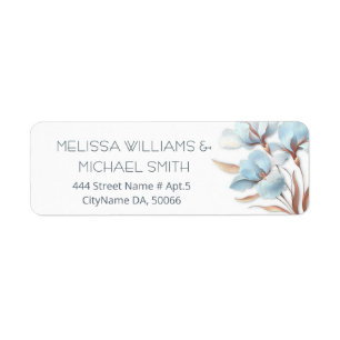 Turquoise Rose Gold Flower Wedding Label Return Address Label