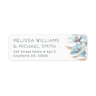 Turquoise Rose Gold Flower Wedding Label Return Address Label