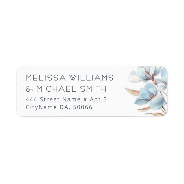 Turquoise Rose Gold Flower |  Wedding Label Return Address Label (Front)